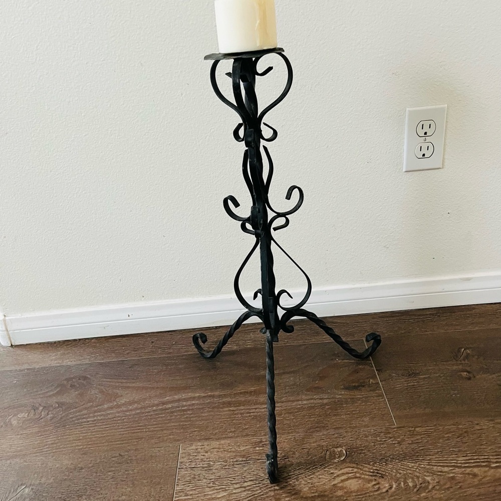 Antique Iron Candle Holder 22 Inches High